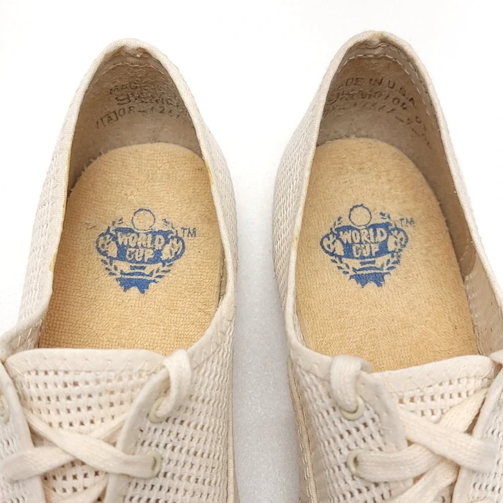 Vintage Mens‎ World Cup White Mesh Tennis Shoes Sneakers Size 9.5 M USA Club
